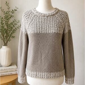 Cozy Neutral Knit Sweater Taupe Cream Colorblock Minimalist Small Spring Capsule